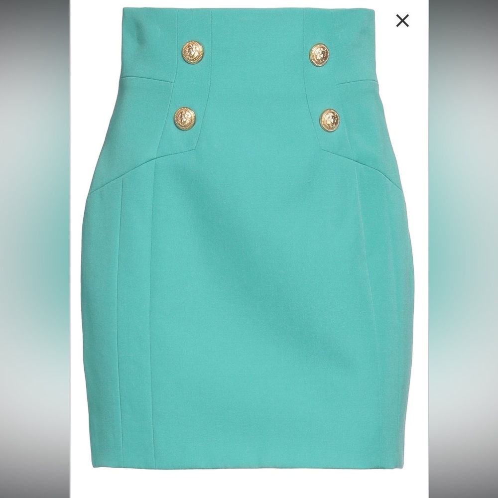 Balmain Green Mini Pencil Skirt Cocktail
